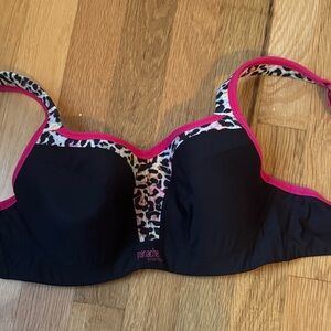 Panache Black Bra with Pink Leopard Print